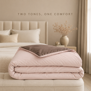 500 GSM Mocha Vanilla Dual Tone Reversible Microfiber Comforter Soft Cozy <b>Bedding</b> | Extra Warm Winter <b>Quilt</b> for Hotel Rooms Uses - Product Image 3