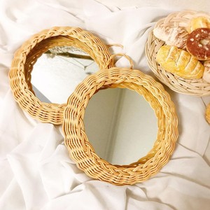 Miroir mural rond en rotin tressé bohème, éco-responsable, fait main, avec taille personnalisable pour la décoration intérieure - Product Image 5
