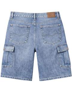 Manufacturer Custom Light Blue Denim Cargo <b>Shorts</b> For <b>Men</b> Multi Pocket Jean <b>Shorts</b> Regular Fit Summer Casual Wear Button Fly - Product Image 3