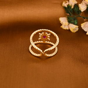 Anillo de Diseño Ajustable Minimalista y Moderno, Chapado en Oro con Imitación de Rubí, para Mujer, Lote al por Mayor de 25 Pares para Bodas - Product Image 3