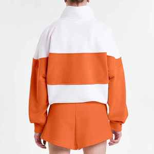 Ensemble de sweat-shirts courts décontractés pour femmes, dernière tendance, été, 100% coton, taille oversize, 2 pièces, respirant, logo personnalisé - Product Image 5