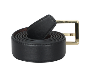 Ceinture en cuir noir grain fin OEM avec boucle rectangulaire noire mate pour tenue décontractée, de bureau et formelle - Product Image 2