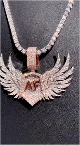 Collar con Colgante de Alas de Ángel con Incrustaciones de Moissanita VVS, Cadena Tipo Tenis, Personalizado, Tendencia, Superventas, Estilo Hip Hop, Lujo, OEM, Plata, para Fiesta - Product Image 4