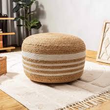 Handmade Natural Braided Jute Pouf Woven Floor <b>Cushion</b> Home Decor Footstool Ottoman Traditional Modern - Product Image 5
