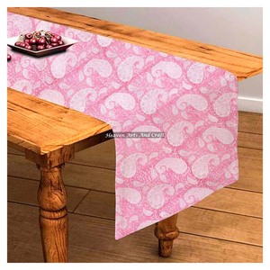 Hand Block Floral Printed Indian Cotton Table <b>Runner</b> Beautiful For Wedding Events And Home Decor With Farmhouse Style - Product Image 3