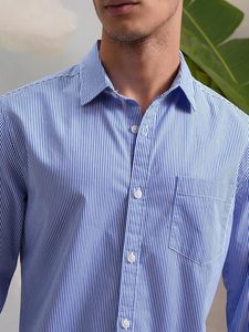 Camisa a rayas de corte ajustado para hombre Highlander, mangas largas, camisas elegantes para uso diario para hombre - Product Image 4