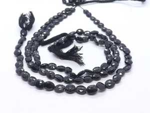 Perles ovales facettées en spinelle noire naturelle AAA 6x8-7x9 MM, perles de pierres précieuses en spinelle noire, 12 pouces, perles ovales en spinelle noire naturelle - Product Image 6