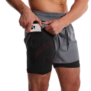Trending Streetwear Double <b>Layer</b> Style Shorts Men Custom Solid Colors New Design <b>Mid</b> Waist Quarter Shorts - Product Image 5
