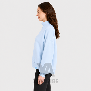 Sweat-shirt en molleton à col roulé pour femme, imprimé et brodé sur le devant, coupe ample et décontractée, 100% coton, hiver, décontracté - Product Image 3