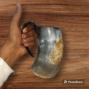Jarra de Cerveza Vikinga Hecha a Mano de Cuerno de Búfalo Orgánico Pulido de Alta Calidad, Artesanía Animal Natural para Bodas y Fiestas, Directo de la India - Product Image 2