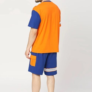 Ensemble t-shirt et short en coton rayé pour homme, vêtements décontractés d'été, respirant, blanc - Product Image 5
