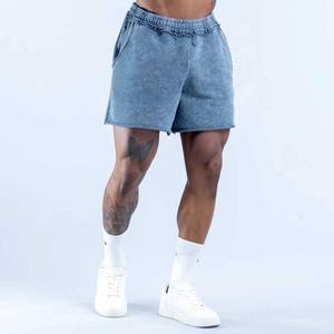 Shorts de sport vintage pour hommes, 100% coton, molleton bouclette épais, séchage rapide, coupe oversize, bords bruts, effet délavé, vente en gros personnalisée 2026 - Product Image 6