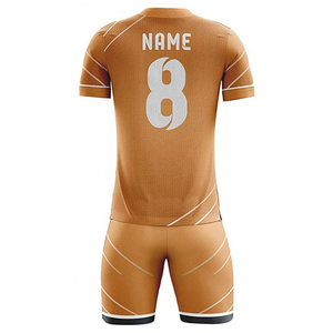 Ensemble de maillot de football pour homme GSI Made, marron, manches courtes, col en V, polyester respirant, uniforme adulte, toutes saisons, coupe athlétique - Product Image 3