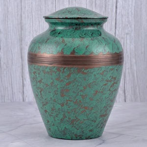 Urne funéraire pour adultes en laiton poli argenté et vert avec motif d'oiseaux et de fleurs pour cendres humaines, urne commémorative pour enterrement - Product Image 4