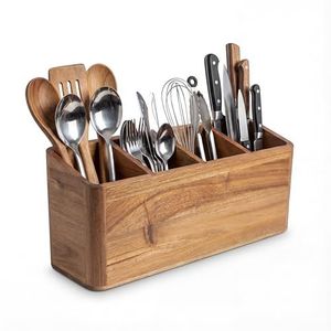 Creative Design Wooden Cutlery Holder Rectangular shape Box With <b>Multiple</b> Compartments Kitchenware Hotelware At Best Price - Product Image 6