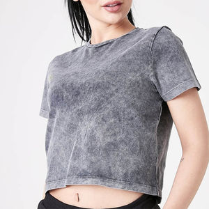 Camiseta Corta con Efecto Ácido, de Alta Calidad, 100% Algodón, Servicio OEM Personalizado, Nuevo Estilo Moderno para Mujer - Product Image 5