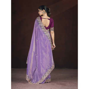 Multi-Hilo Floral Bordado Hermoso Saree Vestidos elegantes Trabajo - Product Image 1