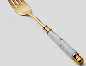 Ensemble de couverts élégants en or Acme Metal India, en acier inoxydable avec poignées en céramique, compatibles lave-vaisselle, pour mariage et restaurant - Product Image 2