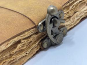 Handmade Leather Journals with Deckle Edge Paper, Rustic Vintage Cover, Antique Lock, Artisan Bound <b>Travel</b> Writing Notebook Gift - Product Image 5