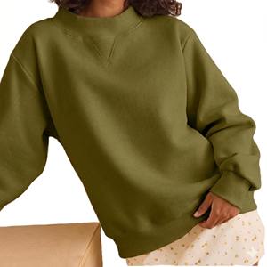 Pull oversize pour femme à col montant, en tissu doux, avec épaules tombantes, manches longues et style streetwear confortable. - Product Image 2