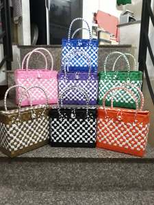 Casual Mesh Tote Bag With Geometric Pattern And Top Handle For Women Daily Use - Product Image 5