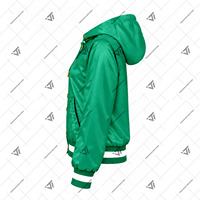 Blouson bomber à capuche personnalisé en satin brodé The Links Incorporated Clothing, style grec solide |   Vêtement d'extérieur rayé coupe-vent de style universitaire