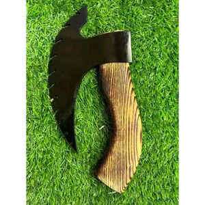 Burraq Industrial Hache à pizza artisanale en acier au carbone avec manche en bois de rose et étui en cuir, longueur totale de 10 pouces, type tomahawk pour le camping - Product Image 3