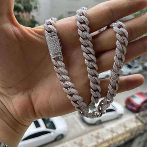 Bracelet cubain en moissanite, effet diamant glacé, pavé étincelant, bijou de luxe pour femmes et hommes - Product Image 3