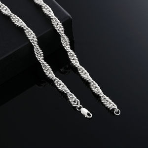 Sterling Silver Hip Hop Cuban Link Necklace with Lab Grown <b>Diamond</b> for <b>Men</b>-Trendy Jewelry - Product Image 3
