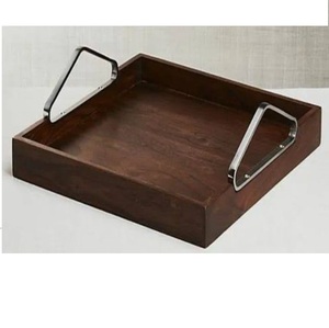 Plateaux de service décoratifs en bois, forme personnalisée, finition plaquée, luxe moderne, compatibles lave-vaisselle, personnalisables pour la maison, l'hôtel, la cuisine - Product Image 5