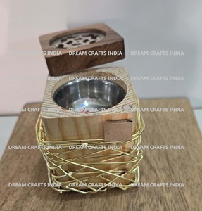 Quemador de Incienso Mubkhar de Madera y Metal, Quemador de Bukhoor para Regalo Religioso de Ramadán, Porta Incienso de Oriente Medio, Madkhan - Product Image 3