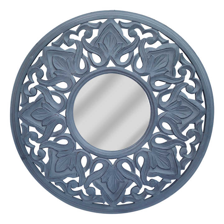 Stylish MDF Wood Carved Handmade Wall Hanging Mirror Frame Round Shaped for Room Decoration Home Decor Gifts Mirror Frame