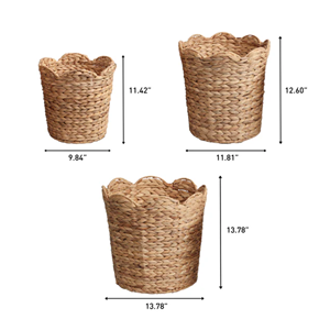 Versatile Woven Waste <b>Bin</b>, Water Hyacinth Basket for Kitchen Bathroom & Office, Natural Fiber Trash Can <b>with</b> Handle From Vietnam - Product Image 2