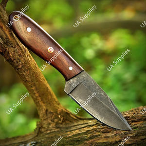 Cuchillo de Caza y Camping de Acero al Carbono Fijo con Mango de Palisandro, Hoja Biselada Táctica de Supervivencia, Funda de Cuero, Venta al por Mayor OEM/ODM - Product Image 3