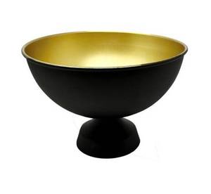 Cuenco de servir de metal negro dorado con pedestal, frutero decorativo mate elevado para mesa de bodas y fiestas - Product Image 2