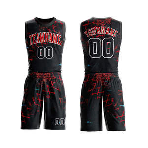 Conjunto de Camiseta y Pantalones Cortos de Baloncesto Transpirables para Hombre, Personalizados con Nombre de Equipo, Nombre de Jugador, Logotipo, Sublimación, Cuello en V, Tirantes en T - Product Image 1