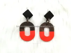 Boucles d'oreilles créoles en corne de buffle naturelle, faites à la main, légères, écologiques, style tribal, bijoux de mode pour femmes par FWE - Product Image 5