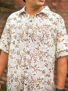 เสื้อเชิ้ตผ้าฝ้ายผู้ชายทำมือ ลายพิมพ์ดอกไม้แบบดั้งเดิม ระบายอากาศได้ดี เหมาะสำหรับใส่ลำลองในฤดูร้อน - Product Image 6