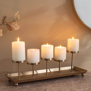 Gold Metal Candelabra Candle Holder Handmade Iron Multi T Light Stand Wedding <b>Decor</b> Elegant Centerpiece Home <b>Valentine</b> Gift Sets - Product Image 4