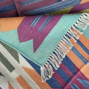 Stylish Cotton Dhurrie Area <b>Rugs</b> for Modern Living Room <b>Kitchen</b> Bedroom Set 004 - Product Image 6