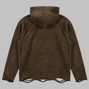 เสื้อฮู้ดดี้ผู้ชายทรงโอเวอร์ไซส์ ปี 2026 OEM คุณภาพสูง สำหรับฤดูหนาว ปักลาย ตกแต่งชายเสื้อแบบดิบ หนานุ่ม ซักย้อมสีแบบแอซิดวอช ไหล่ตก - Product Image 6