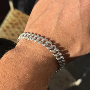 Bracelet pour homme en argent 925 avec moissanite, maillons cubains, coupe brillante ronde, plaqué rhodium, bracelet de luxe pour tous les jours - Product Image 1
