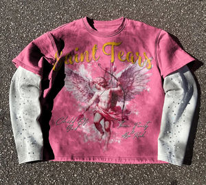 Camisetas de Alta Calidad con Estampado Digital Personalizado al por Mayor, Camisetas de Moda para Hombre con Pedrería en las Mangas - Product Image 3