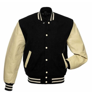 Veste streetwear pour homme en tissu patchwork noir et couleur chair, style varsity, veste de créateur streetwear pour jeunes garçons - Product Image 1