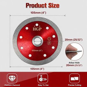 Disque de coupe professionnel industriel HGP de 4 pouces en acier inoxydable diamanté et revêtu de Ti pour pierre, béton, carrelage - Durable et renforcé - Product Image 6