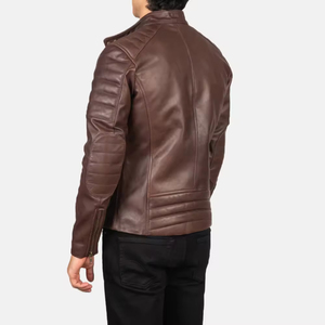 Chaquetas de cuero para hombre de alta calidad, estilo casual, color marrón, de piel sintética, para motociclistas, tallas grandes, personalizadas y elegantes. - Product Image 3