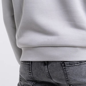 Custom Light <b>Grey</b> Cotton knitted Pullover Hoodie Heavyweight Blank <b>Sweatshirt</b> OEM ODM Manufacturer - Product Image 5