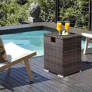 Tavolino da Caffè in Rattan con Struttura in Ferro Marrone Sfumato 40*40*57cm, Portabottiglie per Gas - Product Image 5