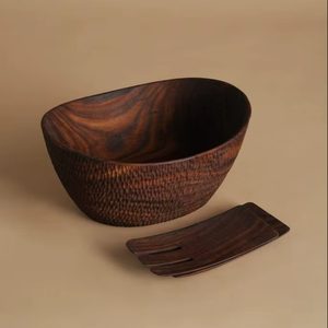 Tazón para Ensalada de Madera de Acacia Tallado a Mano, Madera Sólida Hecha a Mano, Utensilios de Cocina Naturales Ecológicos - Product Image 1