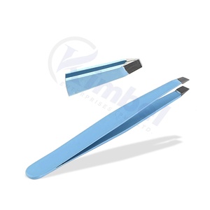 Pinzas para cejas de Punta inclinada recta de acero inoxidable de alta calidad para depilación personalizadas con logotipo - Product Image 2